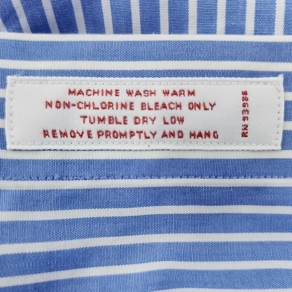 Brooks Brothers 16 1/2-4/5 Blue White Striped Button Down Dress Shirt‎ - Picture 7 of 13